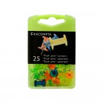 Exacompta - Bote de 25 pingles Push Pins couleurs assorties translucides