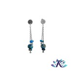 Boucles D'Oreilles Clous Perles Verre Fil Murano - Bleu - Multi-couleurs
