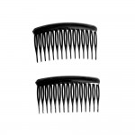 2 Peignes Cheveux De Côté Plastique Noir 8 cm