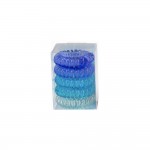 Accessoires Cheveux 5 lastiques Spirales Plastique - Tons Bleus