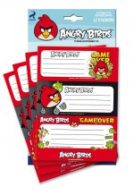 Angry birds - 12 tiquettes autocollantes -  Game Over