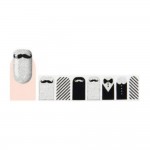 GLAM UP - Stickers Vernis Adhsifs ongles - Moustache Noeud Noir Blanc