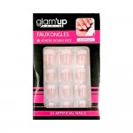 GLAM UP - Faux Ongles + Adhsifs - Rose Bout Dentelle Blanche