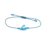 Bracelet Macram Ajustable Coeur Cristal Autrichien 12x10 mm - Aquamarine