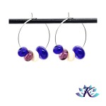 Boucles d' Oreilles Croles Perles Verre Fil Murano - Bleu - Violet - Beige