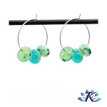 Boucles d' Oreilles Croles Perles Verre Fil - Confettis - Bleu - Vert