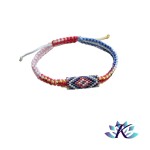 Bracelet Macram Tube Perles Miyuki Rversible - Dgrad Bleu Rouge Jaune