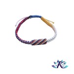 Bracelet Ajustable Macram Tube 21x8mm Tissage Perles Miyuki Bleu Rouge Jaune