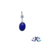 Pendentif Argent 925 Perles Pierres Gemmes : Lapis Lazuli Zirconium