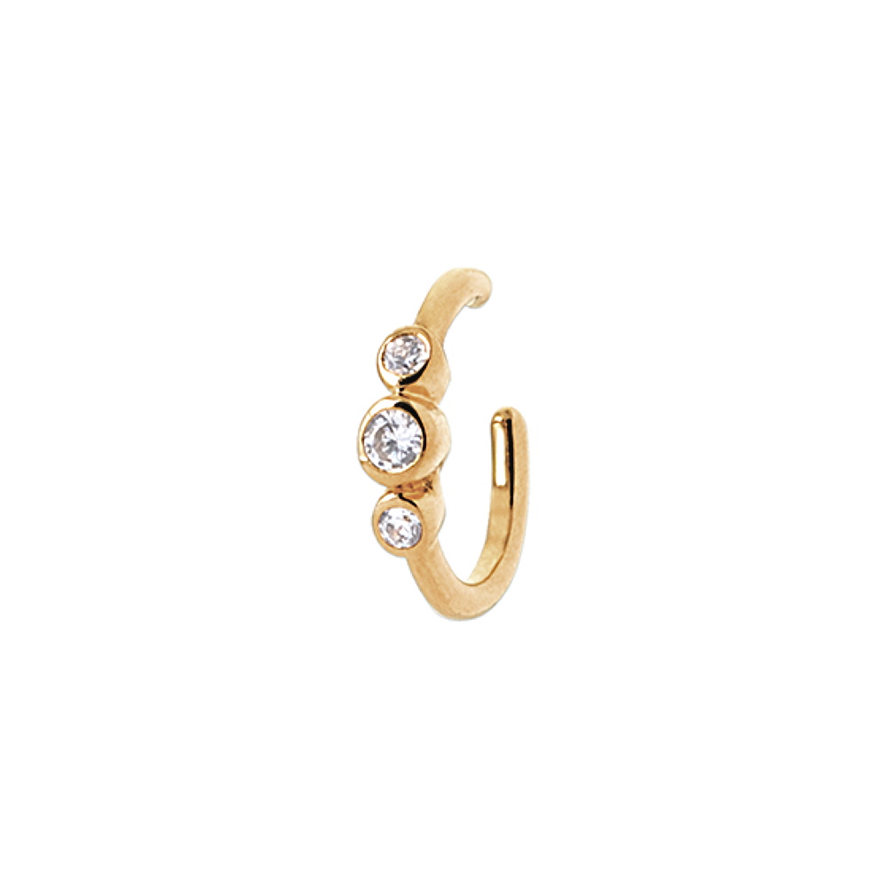 Anneau D'oreille Piercing - Plaqué Or Ou Platine Avec Zirconium, 1 Rang, Tata Gisèle