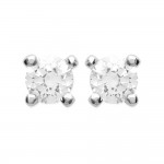 KBC - Boucles d'oreilles Clous Argent 925 Rhodi Zirconium Rond 4mm