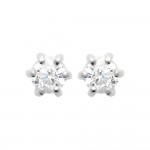 KBC Boucles d'Oreilles Argent 925 Rhodi Solitaire Zirconium 3mm Serti 6 Griffes