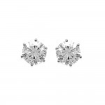 KBC Boucles d'Oreilles Argent 925 Rhodi Solitaire Zirconium 6mm Serti 6 Griffes