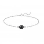 Bracelet Argent 925 Perle Nacre 8mm Swarovski Element - Jet (noir)