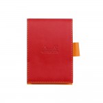 Rhodia : Porte-bloc Simili Cuir 8.4 x 11.5 cm+ bloc N11 - Coquelicot