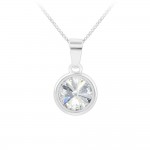 Collier Argent 925 Rhodi Rivoli 9mm Swarovski Element - Crystal