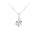 Collier Argent 925 Rhodi Cube 6mm Swarovski Element - Crystal