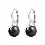 Boucles d'Oreilles Dormeuses Argent Perles 10mm Cristal Autrichien Mystic black