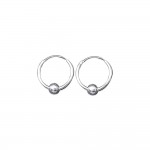 KBC - Boucles D'Oreilles Argent 925 Creoles 14mm Boules 3mm