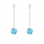 Boucles d'Oreilles Argent 925 Rhodi Rivoli 8mmCristal Autrichien - Aquamarine