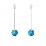 Boucles d'Oreilles Argent 925 Rhodi Rivoli 8mm Cristal Autrichien Bermuda Blue