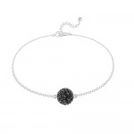 Bracelet Argent 925 Rhodi Perle Disco Ball 8mm Swarovski Element - Jet (noir)