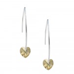 Boucles d'Oreilles Argent 925 Rhodi Coeur Swarovski Element - Golden Shadow