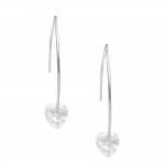 Boucles d'Oreilles Argent 925 Rhodi Coeur Swarovski Element - Crystal