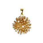 Pendentif Plaqu Or Zirconiums Demi-Boule 22mm Picots