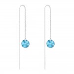 Boucles d'Oreilles Chane Argent 925 Rivoli 8mm Swarovski Element - Aquamarine