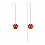 Boucles d'Oreilles Chane Argent 925 Rivoli 8mm Swarovski Element - Volcano