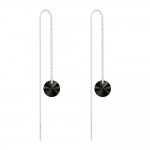 Boucles d'Oreilles Chane Argent 925 Rivoli 8mm Swarovski Element - Jet