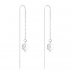 Boucles d'Oreilles Chane Argent 925 Perles 6mm Swarovski Element - White Pearl