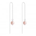 Boucles d'Oreilles Chane Argent 925 Perles 6mm Swarovski Element - Rose Peach