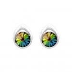 Boucles d'Oreilles Clous Argent 925 Rivoli 8mm Cristal Autrichien Vitrail Medium