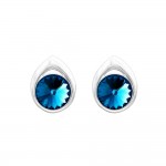 Boucles d'Oreilles Clous Argent 925 Rivoli 8mm Cristal Autrichien - Bermuda Blue