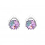 Boucles d'Oreilles Clous Argent 925 Rivoli 8mm Cristal Autrichie - Vitrail Light