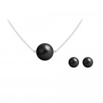 Parure Argent 925 Perles Rondes 10 et 6 mm Swarovski Element - Mystic Black