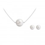 Parure Argent 925 Perles Nacrées Rondes 10 et 6 mm Swarovski Element - White