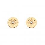 KBC - Boucles d'Oreilles Clous Plaqu Or Disque Soleil de Vergina 10mm