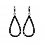 Boucles d'oreilles Goutte Argent 925 rhodi Pierres Noires