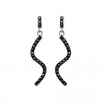 Boucles d'oreilles Vague Argent 925 rhodi Pierres Noires