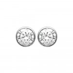 KBC - Boucles D'oreilles Clous Argent 925 Rhodi Zirconium Rondes 7mm