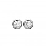 KBC - Boucles D'oreilles Clous Argent 925 Rhodi Zirconium Rondes 4mm