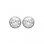 KBC - Boucles D'oreilles Clous Argent 925 Rhodi Zirconium Rondes 6mm