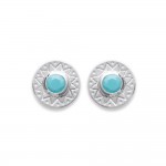 KBC - Boucles d'Oreilles Clous Argent 925 Rhodi Disque 8mm Style Amrindien