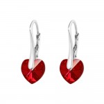 Boucles d'Oreilles Argent 925 Rhodi Coeur 10mm Cristal Autrichien - Siam AB