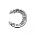 KBC Bague d'oreille Argent 925 Rhodi - Anneau 12 x 1 mm - Chaine 2 rangs