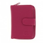 Portefeuille en Cuir 13 x 9.5 x 3.5cm - 2 compartiments - Fuchsia