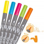 5 Stylos-Pinceaux 1 Pointe de Calligraphie et Pointe Pinceau - Couleurs Non